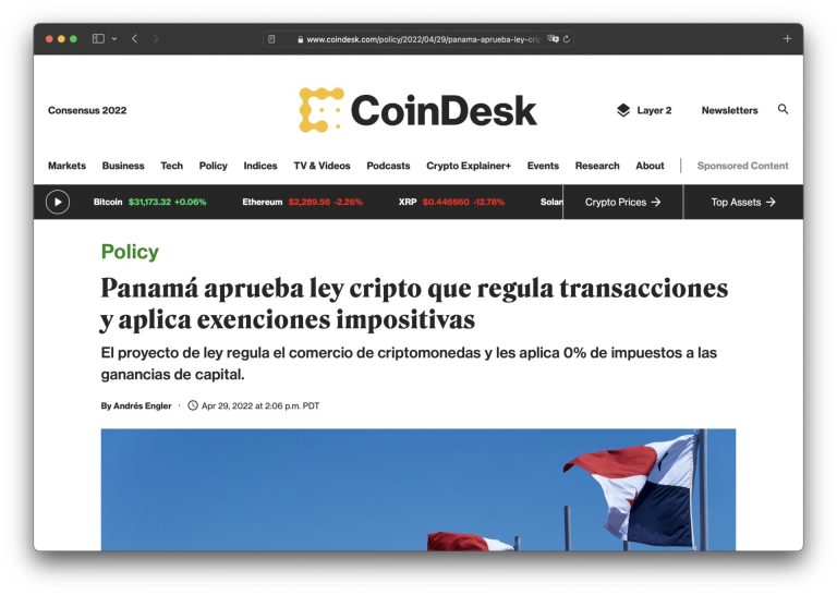 Coindesk - Panama crypto law